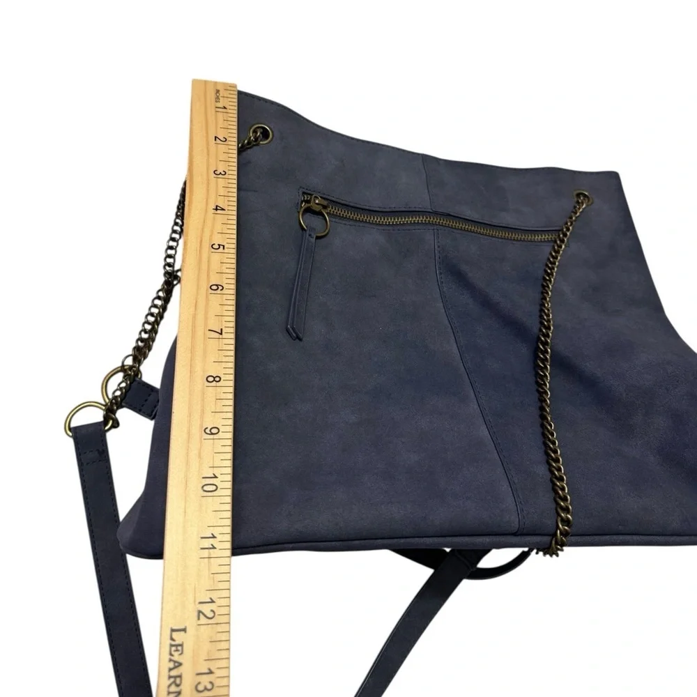 Navy Blue Faux Suede Shoulder Bag
